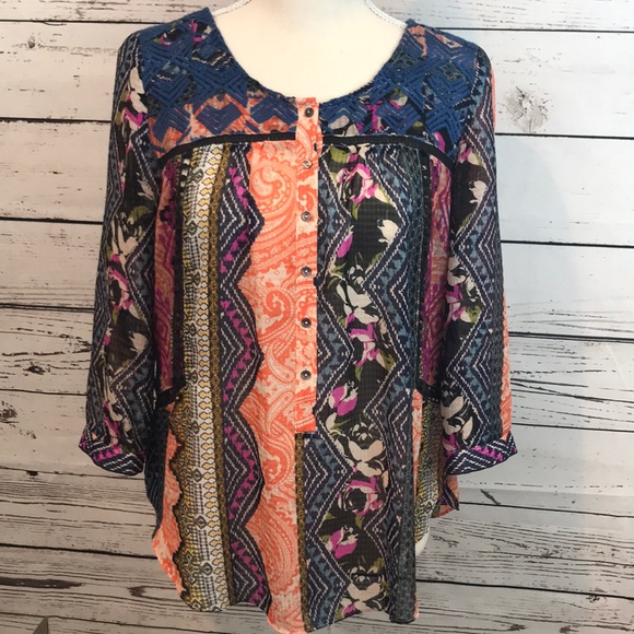 Anthropologie VanessaVirginia Embroidered Blouse - Picture 1 of 8